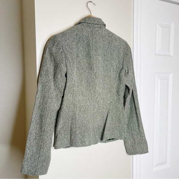 H&M Green Tweed Blazer with Jeweled Button Closure - Picture 6 of 8